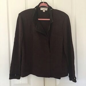 St. John Collection Women's Brown Jacket with Suede collar and trim Sz 14